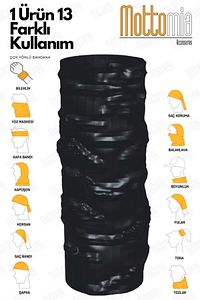 Yazlık Siyah Buff Renk Düz Klasik Unisex Viskon Premium Kalite Buff (BAF) Boyunluk Motorcu Bandana ürün fotoğrafı