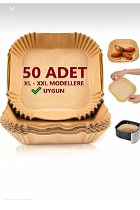 50 Adet Airfryer Pişirme Kağıdı Kare Tabak Model Yağlı Kağıt Devtoptan ürün fotoğrafı