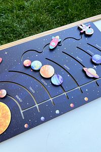 Montessori Ahşap Güneş Sistemi Hareketli Gezegenler Oyuncağı, Eğitici Oyuncak ürün fotoğrafı