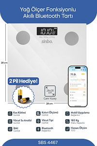 SBS-4467 Bluetooth Dijital Yağ Su Kas Vücut Kitle Endeksi Kilo Ölçer Tartı Baskül ürün fotoğrafı