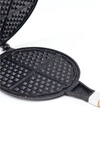 Döküm Waffle Tavası Ahşap Kulp Siyah ürün fotoğrafı
