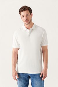 Erkek Beyaz %100 Pamuk Serin Tutan Polo Yaka T-shirt E001004 ürün fotoğrafı