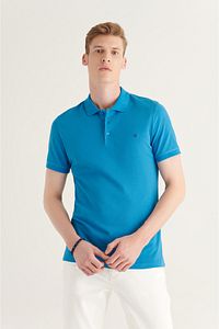 Erkek Koyu Mavi %100 Pamuk Serin Tutan Polo Yaka T-shirt E001004 ürün fotoğrafı