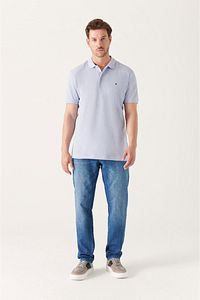 Erkek Açık Mavi %100 Pamuk Serin Tutan Polo Yaka T-shirt E001004 ürün fotoğrafı