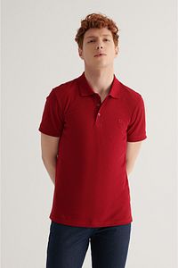 Erkek Bordo %100 Pamuk Serin Tutan Polo Yaka T-shirt E001004 ürün fotoğrafı