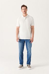Erkek Beyaz %100 Pamuk Serin Tutan Polo Yaka T-shirt E001004 ürün fotoğrafı