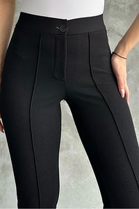Kadın Siyah Yüksek Bel Toparlayıcı Dar Paça Çimalı Kumaş Pantolon ürün fotoğrafı