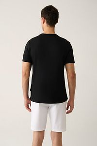 Erkek Siyah %100 Pamuk Nefes Alan Bisiklet Yaka T-shirt E001000 ürün fotoğrafı