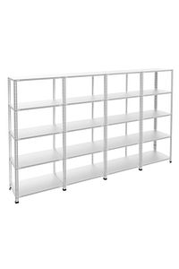 5 Katlı 4'lü Bitişik Galvaniz Çelik Raf - Depo, Arşiv, Kiler, Dosya, Market Rafı 31x75 Cm-200 Cm-0.7 ürün fotoğrafı
