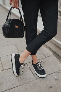 Kadın Sneaker Yüksek Taban Bağcıklı Bez Spor Ayakkabı Kotnel siyah ürün fotoğrafı