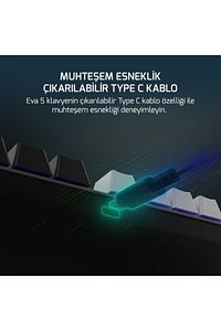 Eva 5 60m Mekanik Blue Switch Türkçe Q 88 Tuş Usb Gaming Klavye - 3 Yıl Garantili ürün fotoğrafı