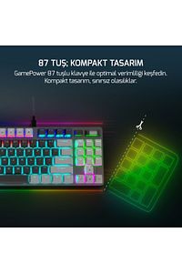 Eva 5 60m Mekanik Blue Switch Türkçe Q 88 Tuş Usb Gaming Klavye - 3 Yıl Garantili ürün fotoğrafı