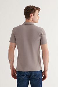 Erkek Koyu Vizon %100 Pamuk Serin Tutan Polo Yaka T-shirt E001004 ürün fotoğrafı