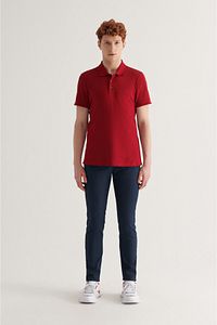 Erkek Bordo %100 Pamuk Serin Tutan Polo Yaka T-shirt E001004 ürün fotoğrafı