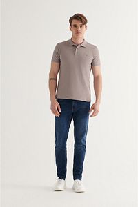 Erkek Koyu Vizon %100 Pamuk Serin Tutan Polo Yaka T-shirt E001004 ürün fotoğrafı