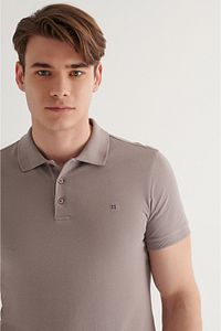 Erkek Koyu Vizon %100 Pamuk Serin Tutan Polo Yaka T-shirt E001004 ürün fotoğrafı