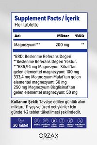 ExtraMag Üçlü Kombinasyon Magnezyum 200 mg Takviye Edici Gıda 30 Tablet ürün fotoğrafı