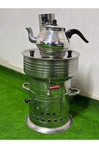 7 Litre Ve Demlik Hediyeli Paslanmaz Semaver Odunlu Semaver Kömürlü Semaver ürün fotoğrafı