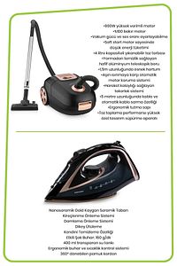 Avantajlı Ikili Set Paketi Toz Torbalı Elektrikli Süpürge Seramik Tabanlı Buharlı Ütü ürün fotoğrafı