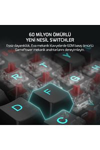 Eva 5 60m Mekanik Blue Switch Türkçe Q 88 Tuş Usb Gaming Klavye - 3 Yıl Garantili ürün fotoğrafı