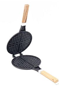 Döküm Waffle Tavası Ahşap Kulp Siyah ürün fotoğrafı