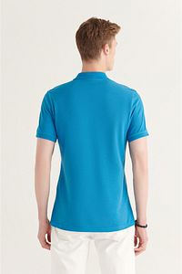 Erkek Koyu Mavi %100 Pamuk Serin Tutan Polo Yaka T-shirt E001004 ürün fotoğrafı