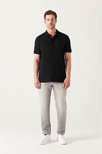 Erkek Siyah %100 Pamuk Serin Tutan Polo Yaka T-shirt E001004 ürün fotoğrafı