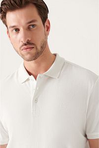 Erkek Beyaz %100 Pamuk Serin Tutan Polo Yaka T-shirt E001004 ürün fotoğrafı