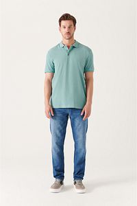 Erkek Su Yeşili %100 Pamuk Serin Tutan Polo Yaka T-shirt E001004 ürün fotoğrafı