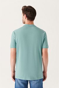Erkek Su Yeşili %100 Pamuk Serin Tutan Polo Yaka T-shirt E001004 ürün fotoğrafı