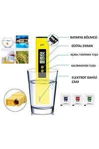Ph Ölçer Dijital Akvaryum Sıvı Su Ölçme Ph Ölçer Alkali Ölçüm 0.01 Metre Hassasiyet ürün fotoğrafı