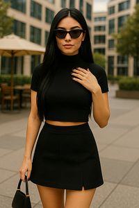 Çelik Kumaş Mini Yırtmaç Detaylı Likralı Şort Etek ürün fotoğrafı