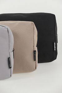 Siyah/vizon/gri Shk191 Kanvas Kumaş ,fermuarlı 3'lü Makyaj Çantası Seti U:15 Cm E:21 Cm G:9 Cm ürün fotoğrafı