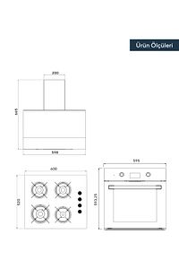 Ankastre Set Beyaz Cam 8 Programlı Dokunmatik ürün fotoğrafı