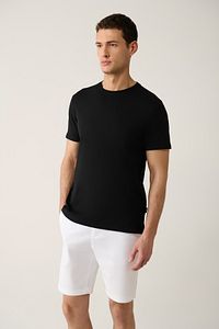 Erkek Siyah %100 Pamuk Nefes Alan Bisiklet Yaka T-shirt E001000 ürün fotoğrafı