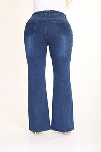 Ispanyol Paça Likralı Büyük Beden Jeans Pantolon ürün fotoğrafı