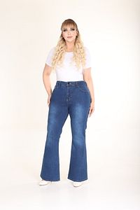 Ispanyol Paça Likralı Büyük Beden Jeans Pantolon ürün fotoğrafı
