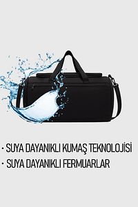 Siyah Önü Cepli Ayakkabı Bölmeli Geniş Bavul Seyahat Gym Fitness El ve Spor Çantası ürün fotoğrafı