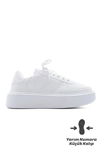 Kadın Sneaker Yüksek Taban Bağcıklı Spor Ayakkabı Azin beyaz ürün fotoğrafı