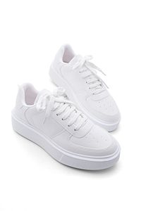 Kadın Sneaker Yüksek Taban Bağcıklı Spor Ayakkabı Azin beyaz ürün fotoğrafı