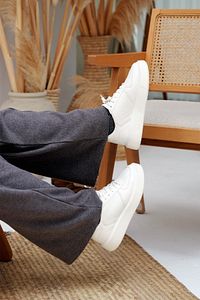 Kadın Sneaker Yüksek Taban Bağcıklı Spor Ayakkabı Azin beyaz ürün fotoğrafı