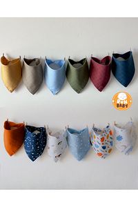 (12 ADET) Run Baby %100 Organik Pamuk Müslin Kumaş Iki Çıtçıtlı Bebek Salya Önlük & Fular ürün fotoğrafı