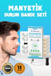 Premium Mıknatıslı Burun Bandı, 15'li Beyaz Horlama Önleyici Ve Burun Aparatı ürün fotoğrafı