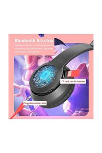 Pembe Renk Kedi Kulağı Detaylı Uyumlu Bluetooth Kablosuz Kulaklık Çocuk Oyuncu Lila ürün fotoğrafı
