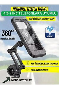 Mıknatıslı Motorsiklet Bisiklet Telefon Su Geçirmez Tutucu Kılıf Motor Tutacağı 360 Dönebilen ürün fotoğrafı