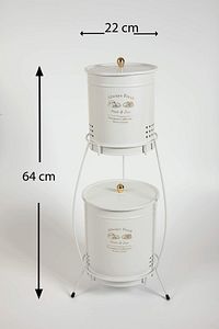 2 Katlı Metal Patates Soğan Kovası - Sebzelik - Patates Soğanlık Sepeti Ekonomik Boy Beyaz Gold Kulp ürün fotoğrafı
