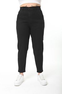 Mom Fit Jean Büyük Beden Yüksek Bel Carrot Kesim Dar Paça Pileli Esnek Kot Pantolon C600-siyah ürün fotoğrafı