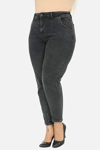 Mom Fit Jean Büyük Beden Yüksek Bel Carrot Kesim Dar Paça Pileli Esnek Kot Pantolon C600-füme ürün fotoğrafı