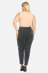 Mom Fit Jean Büyük Beden Yüksek Bel Carrot Kesim Dar Paça Pileli Esnek Kot Pantolon C600-füme ürün fotoğrafı