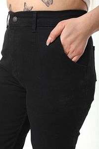 Mom Fit Jean Büyük Beden Yüksek Bel Carrot Kesim Dar Paça Pileli Esnek Kot Pantolon C600-siyah ürün fotoğrafı